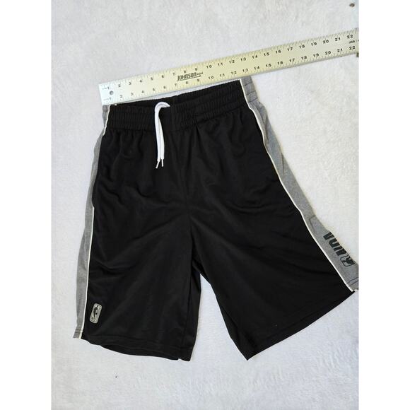 NBA Shorts Mens M  Black Logo Pull On Drawstring Stretch Basketball Active - Picture 1 of 4